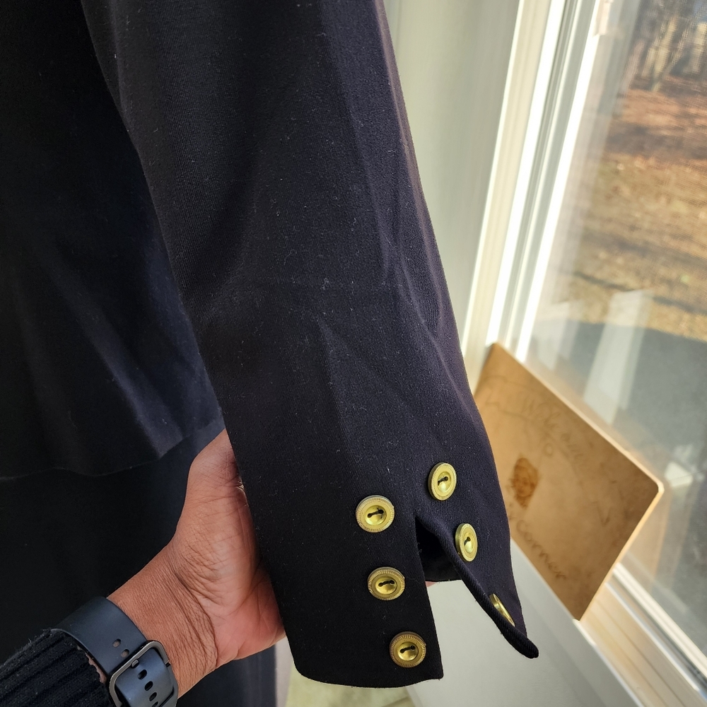 Monroe & Main Black Double Breasted Gold Button Maxi Pencil Skirt Suit - Picture 12 of 16